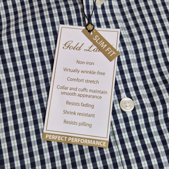 Roundtree & Yorke Gold Label Men's Shirt Size XXL Short Sleeve Blue Plaid (55) - Picture 8 of 10